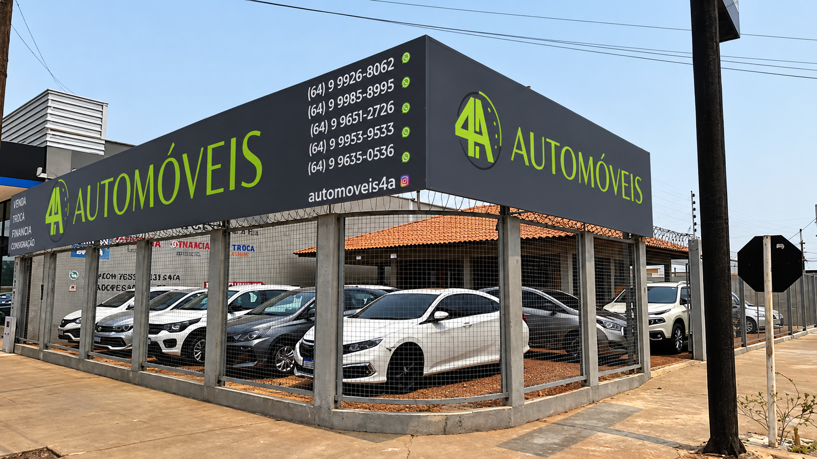 Fachada real da 4A Automóveis em Sinop