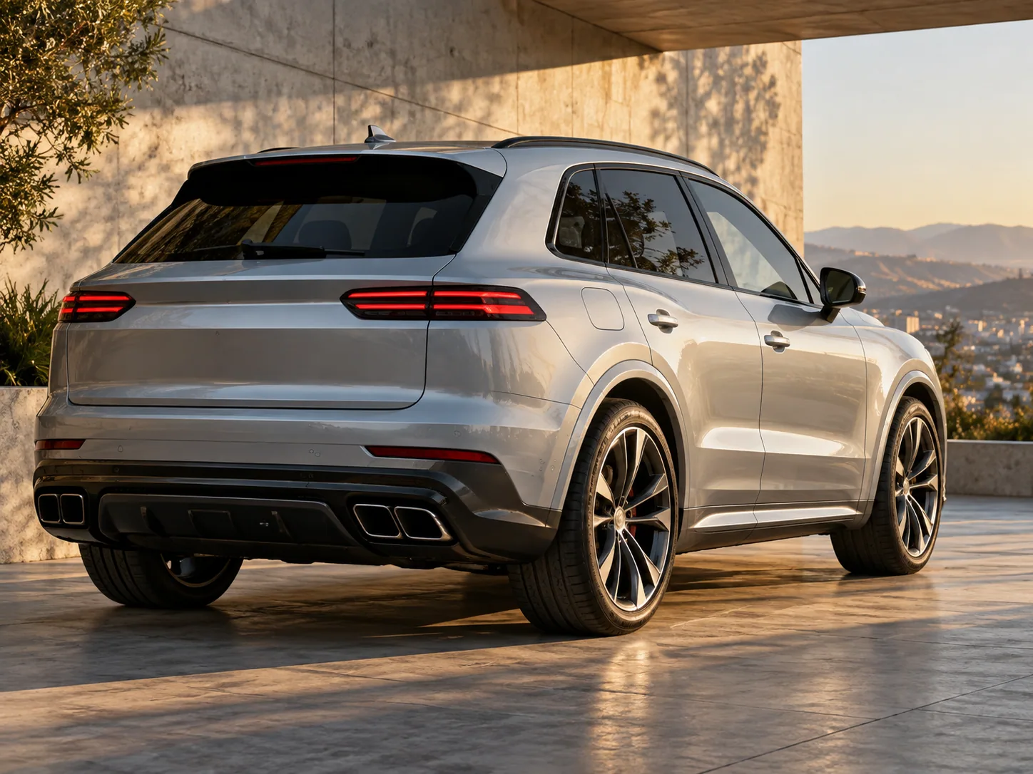 SUV prateado em imagem conceitual ilustrativa